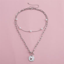 Load image into Gallery viewer, Pearl Coin Pendant Choker Necklace - sparkle-resell
