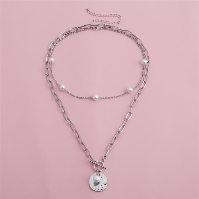 Pearl Coin Pendant Choker Necklace - sparkle-resell