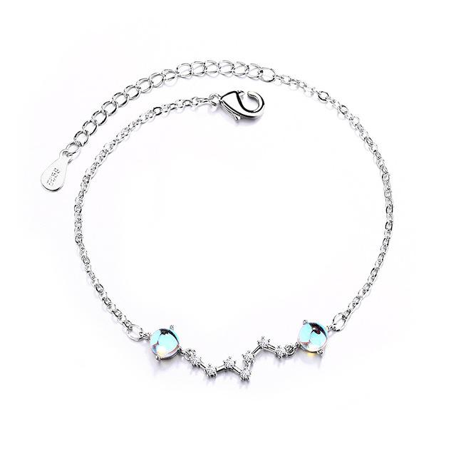925 Sterling Silver Moonstone Star Sparkling Zircon Bracelet - sparkle-resell